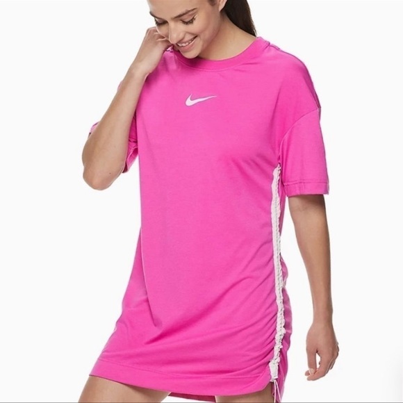 Nike Dresses & Skirts - NIKE pink long short sleeve shirt dress Size XS